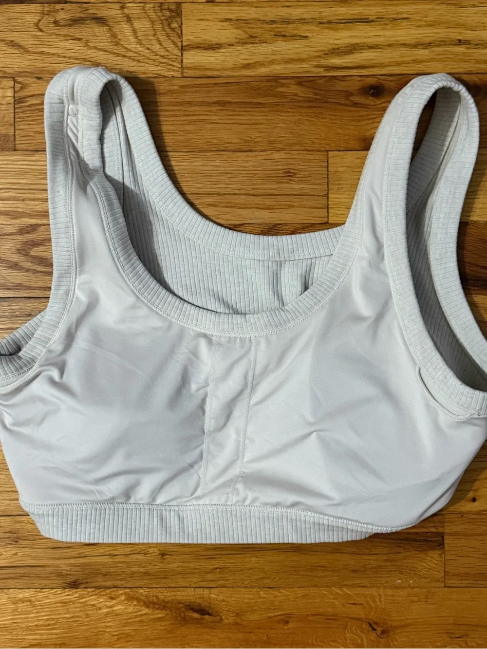 ALO Yoga Beige Ribbed Cropped Tank Top Size XL Like New